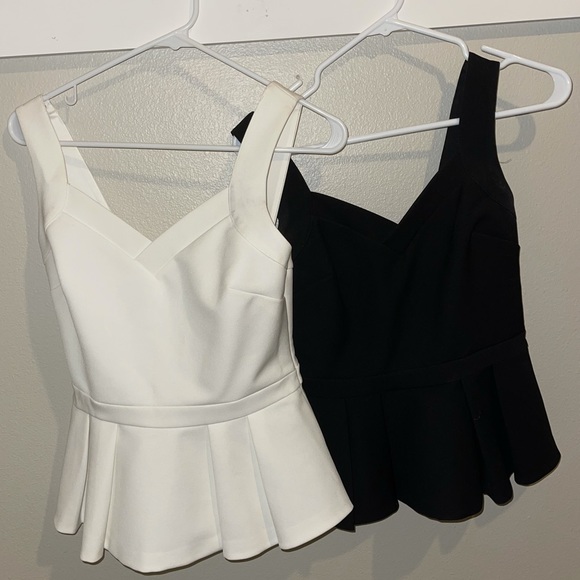 Banana Republic Tops - LOT (2) Banana Republic Peplum tank Tops WHITE & BLACK